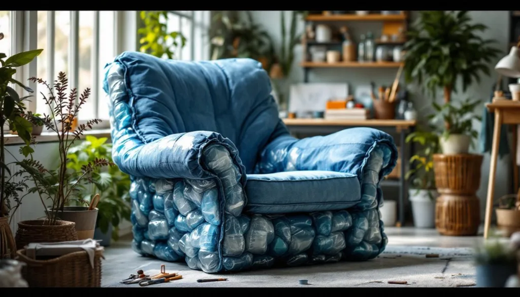 entdecken sie, warum eine näherin nachhaltige sessel aus plastikflaschen und alten jeans fertigt und wie sie umweltschutz mit kreativem upcycling verbindet.